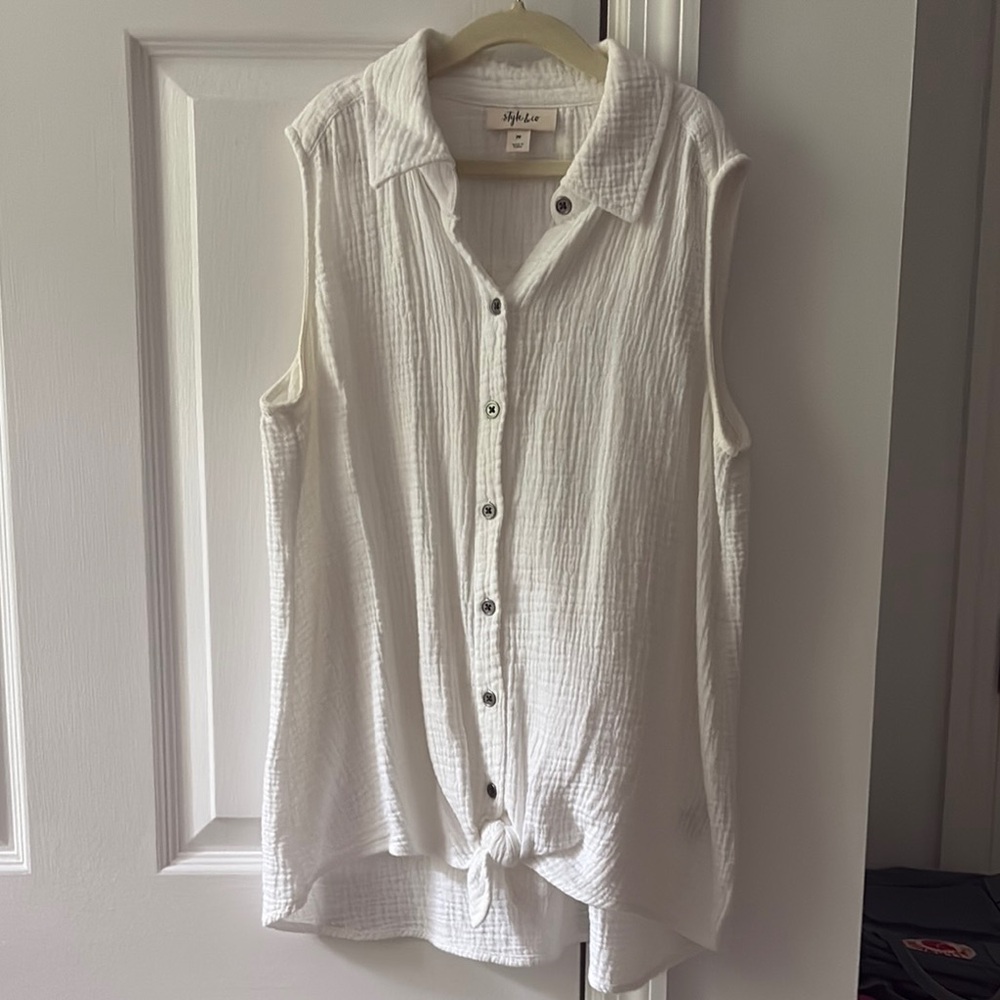 STYLUS Cream Notched Collar Button Down Shirt
